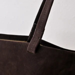 Céline Tote Bag large style 189003 dark brown suede with leather handles
