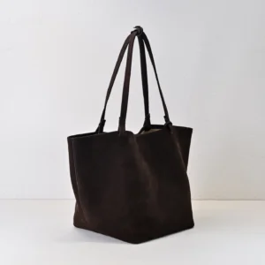 Unknown brand large tote bag dark brown suede material with double shoulder straps
