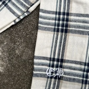 Chrome Hearts Classic Plaid Shirt CH01 black white beige checked pattern 100% cotton with embroidered logo