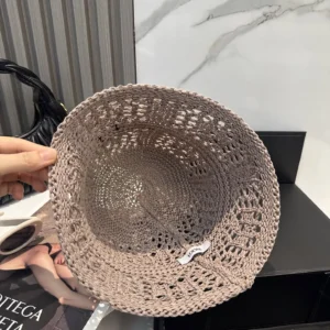 Loewe knit bucket hat beige cotton crochet material summer accessory