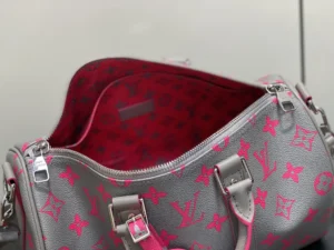 Louis Vuitton Speedy 30 M57445 monogram pink and gray coated canvas handbag leather trim