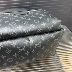 Louis Vuitton Keepall 55 grey monogram canvas duffle bag with silver zipper leather trim