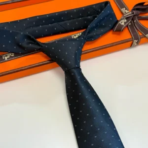 Hermès tie black silk with subtle H pattern luxury men's accessory