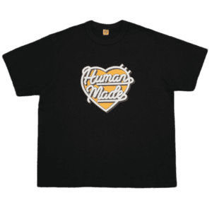 Human Made graphic T-shirt black cotton with yellow heart logo print