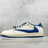 White and blue sneaker with laces