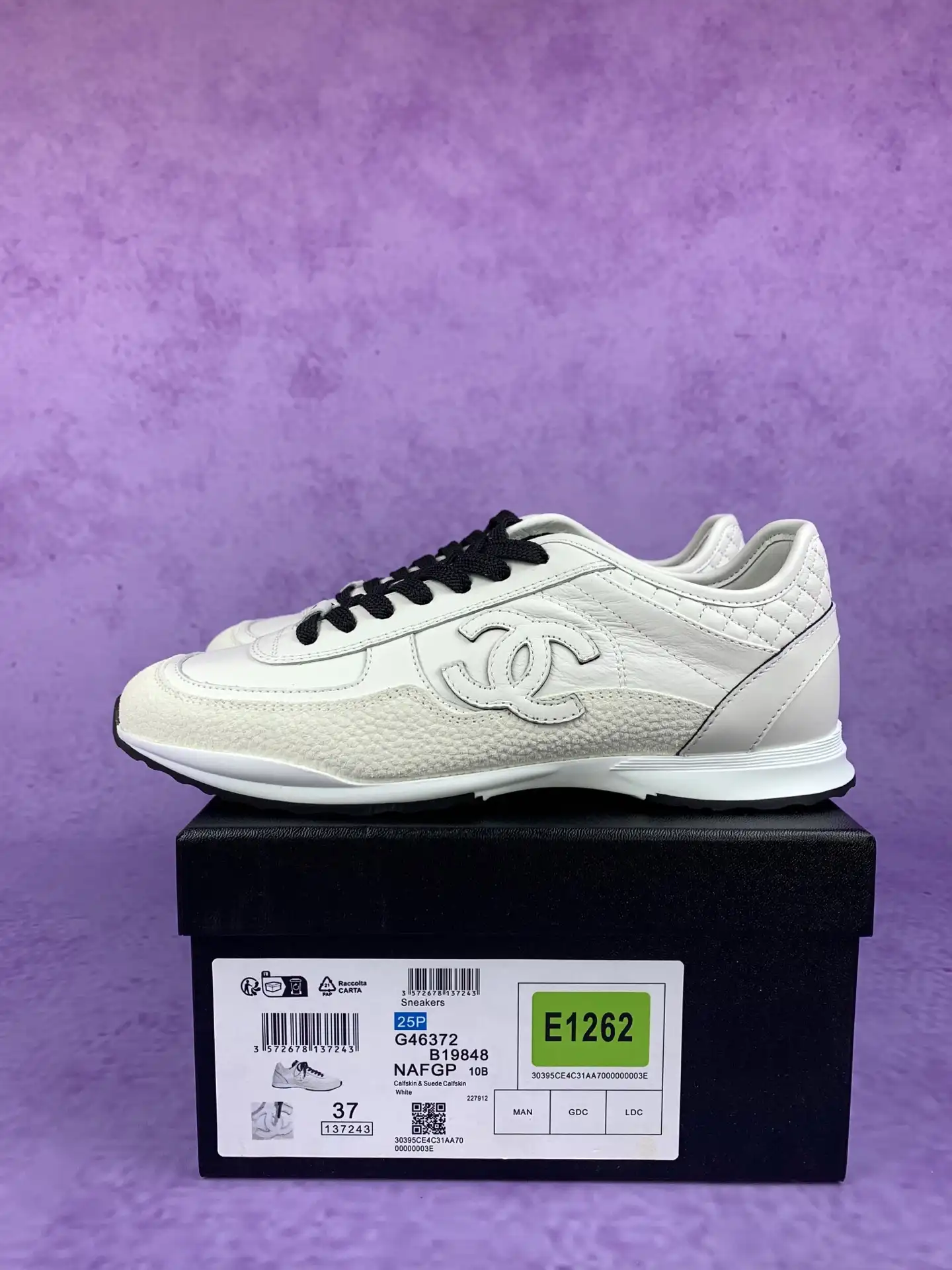 Chanel 25P series casual sports shoes, pair c pure white