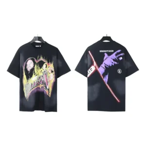 Vintage WWE Undertaker black cotton t-shirt with graphic print and flame design on front and back