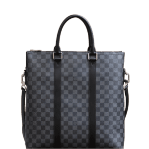Montaigne BB Monogram canvas handbag in dark checkered pattern, featuring dual handles and detachable shoulder strap, suitable for business and casual use.