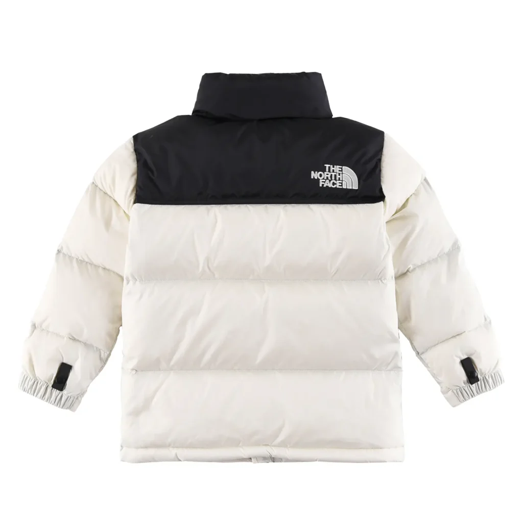 The North Face Nuptse Jacket NF0A4QYX white black color blocked insulated puffer coat