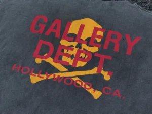 Gallery Dept. graphic t-shirt black cotton with red and yellow skull print Hollywood design