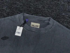 Gallery Dept. oversized distressed black cotton t-shirt with raw-cut neckline and tear detail