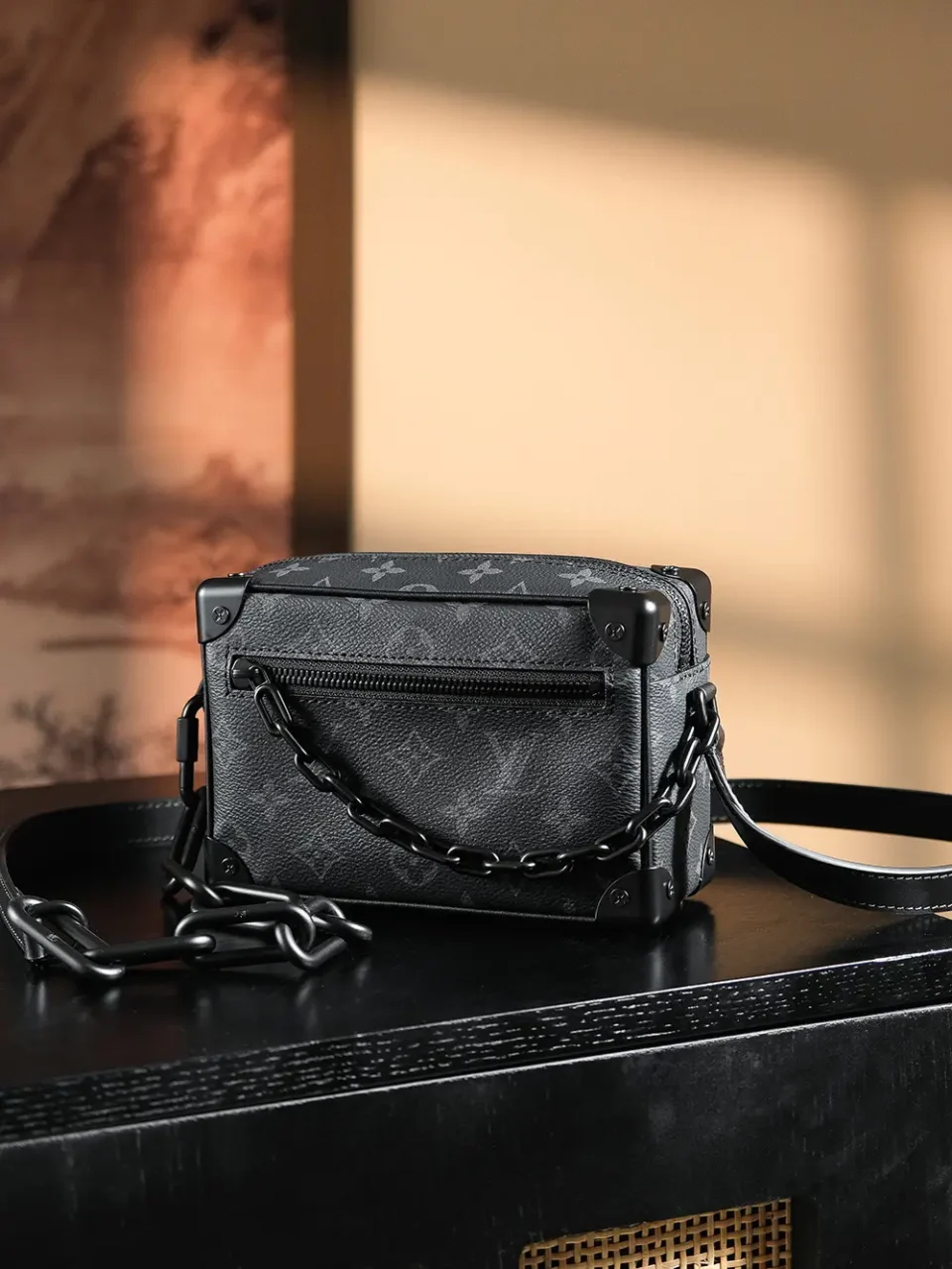 Louis Vuitton Soft Trunk 19 compact bag graphite monogram coated canvas leather trim