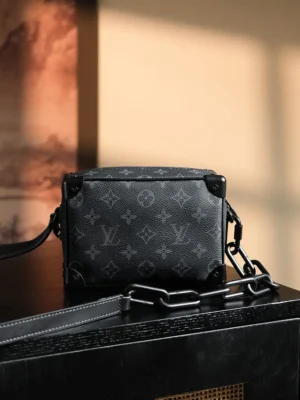 Louis Vuitton Soft Trunk 20 M53870 black monogram canvas small crossbody bag leather trim