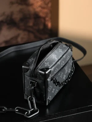 Louis Vuitton Petite Malle 20 M67868 monogram canvas crossbody bag black leather trim
