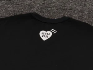 Human Made T-shirt black cotton heart logo back print casual wear