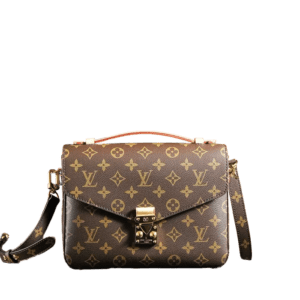 Louis Vuitton Pochette Metis small monogram canvas crossbody bag brown leather trim