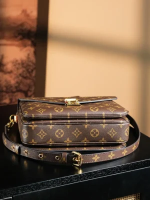 Louis Vuitton Dauphine GM M45714 monogram canvas crossbody bag brown leather gold buckle