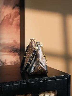 Louis Vuitton Pochette Double Zip medium monogram canvas shoulder bag brown black leather