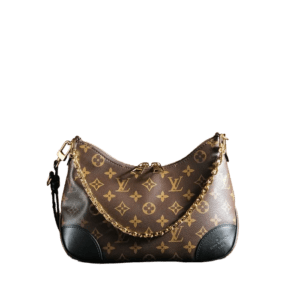 Louis Vuitton Looping MM medium monogram canvas hobo bag brown leather trim gold chain strap