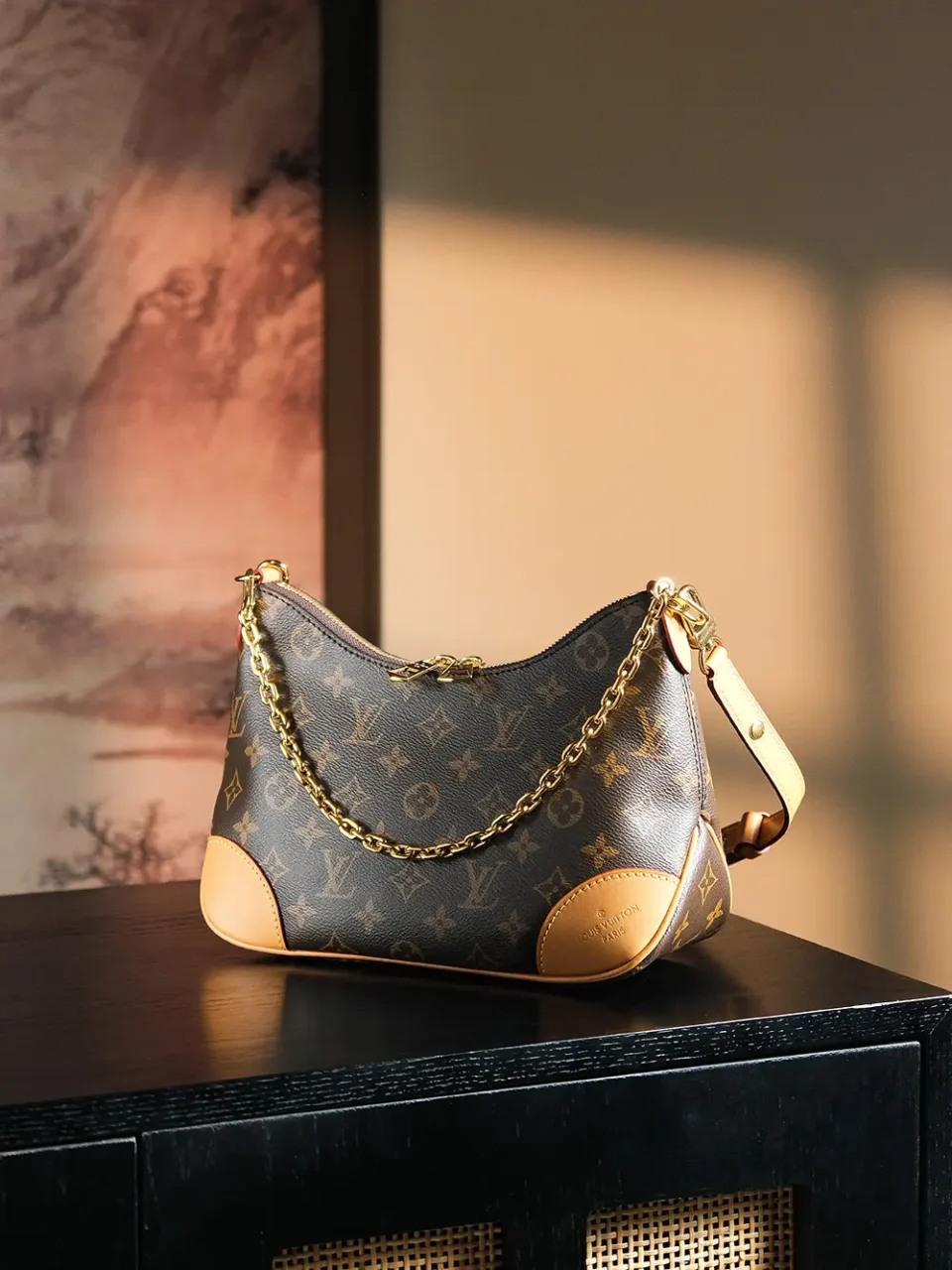 Louis Vuitton Looping MM bag brown monogram canvas gold chain leather trim