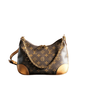 Louis Vuitton Croissant MM bag brown monogram coated canvas leather trim gold chain strap