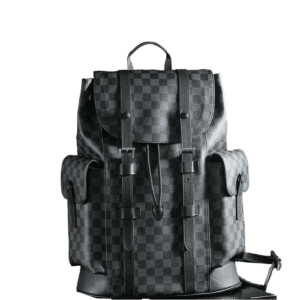 Louis Vuitton Christopher GM black Damier Graphite canvas leather backpack with buckle straps