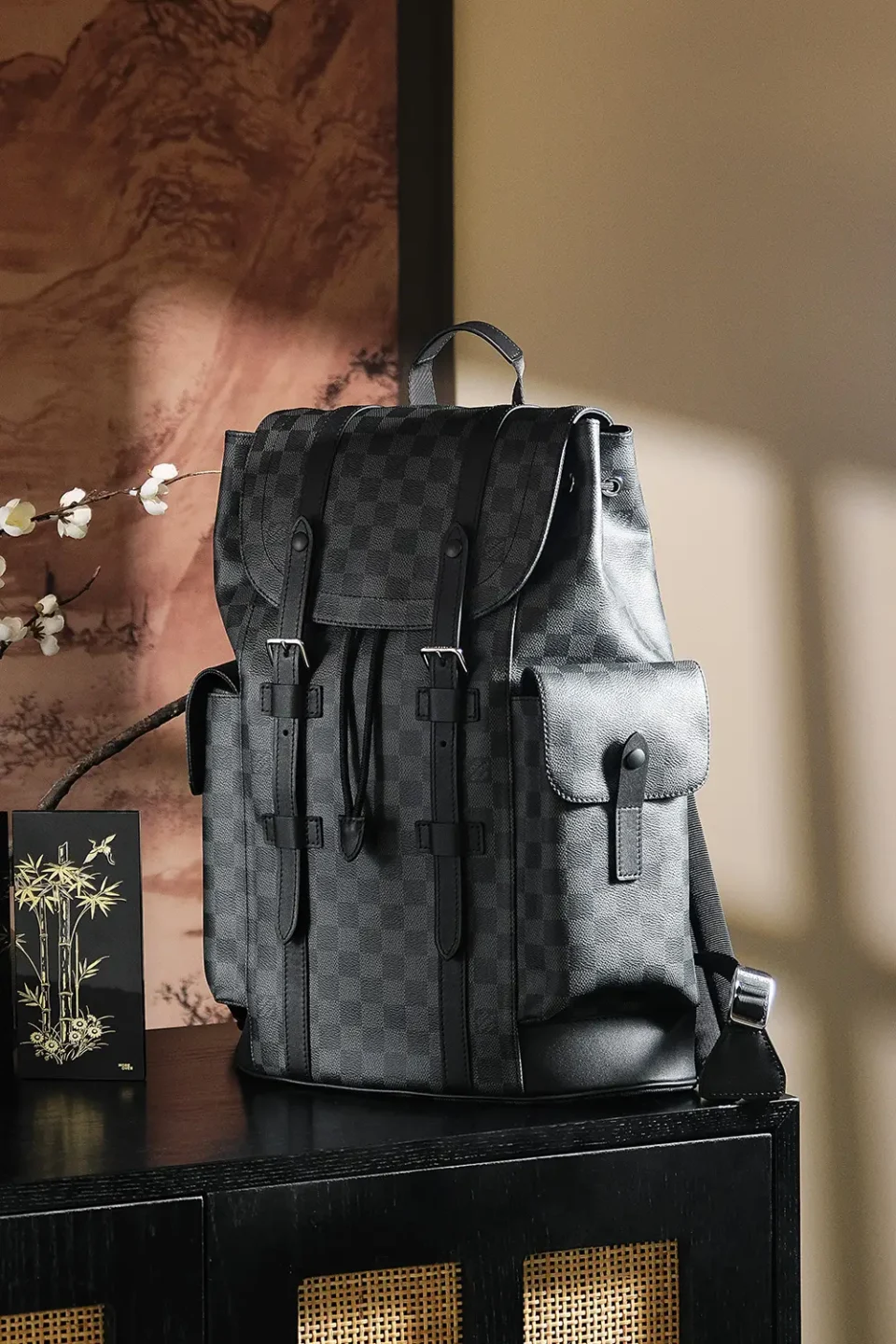 Louis Vuitton Christopher PM backpack black damier graphite canvas leather trim bag