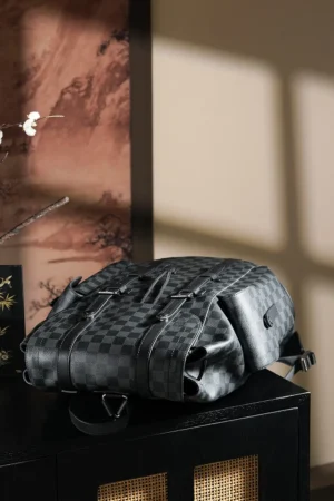 Louis Vuitton Christopher PM backpack medium black Damier Graphite canvas leather trim