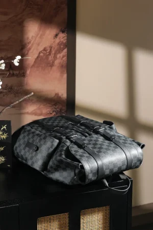 Louis Vuitton Christopher PM 45 backpack black Damier canvas leather trim bag