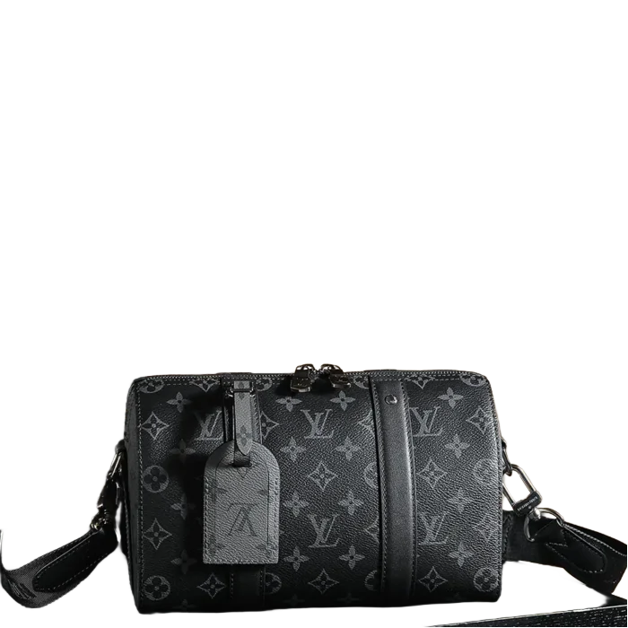 Louis Vuitton Keepall 50 monogram canvas duffle bag black leather trim with detachable strap