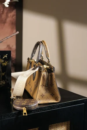 Louis Vuitton Chip Jumping Code Series handbag with a small coin pocket and stylish shoulder strap, displayed on a sleek surface, emphasizing luxury and functionality.