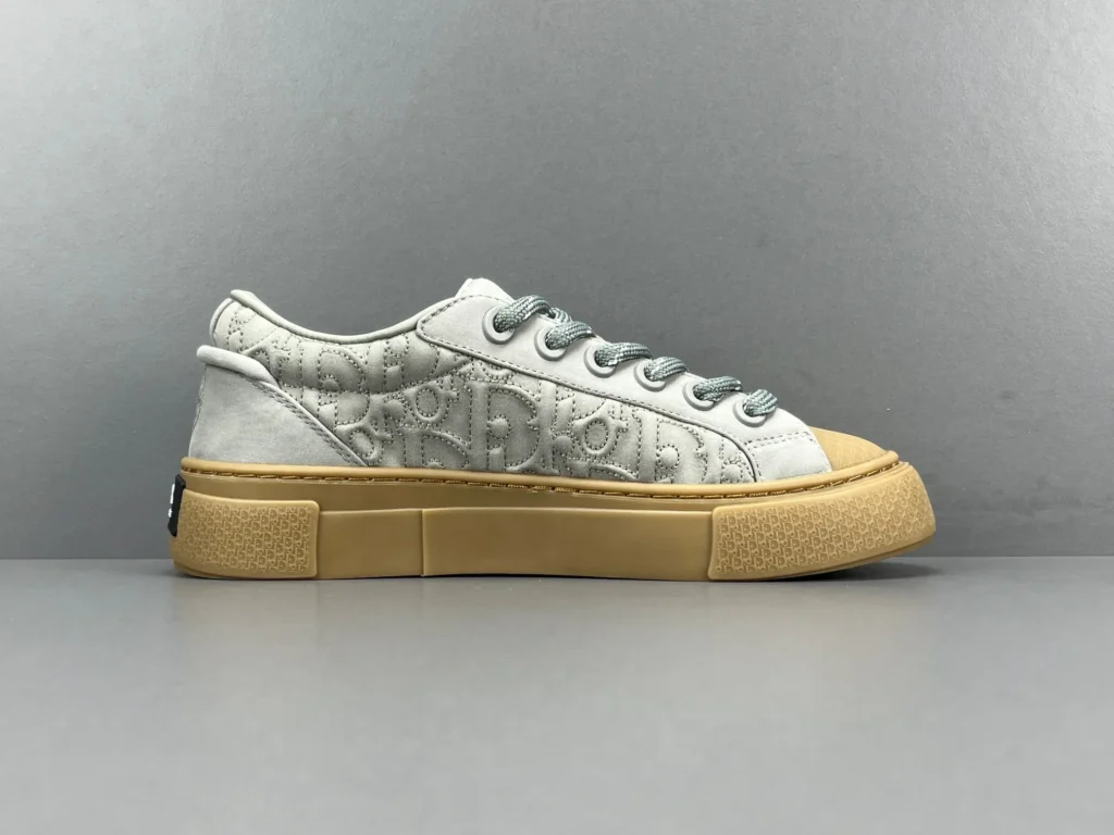 Christian Dior Walk'n'Dior sneakers grey suede upper gum rubber sole embossed logo detailing