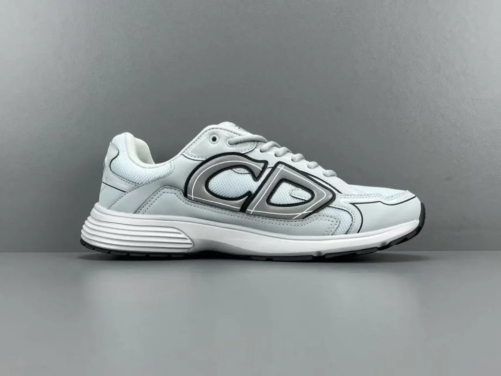 Dior B22 sneaker white grey mesh leather with oversized CD logo sneakers
