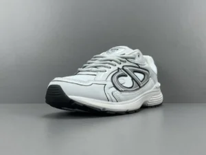 Dior D-Connect white black gray mesh leather sneakers with oversized CD logo detailing