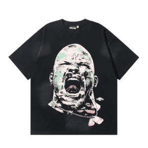 Hellstar graphic t-shirt black cotton screaming face print short sleeve shirt