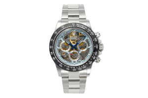 Rolex Daytona Skeleton dial ceramic bezel stainless steel case and bracelet watch
