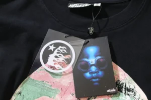 Helstar graphic t-shirt black cotton with colorful abstract print and branded hang tags