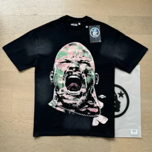 Hellstar T-shirt black cotton graphic print round neck short sleeve tee