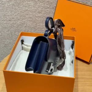 Hermes Constance bag 24cm midnight blue shiny box calf leather silver hardware