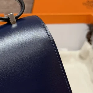 Hermes Bolide 1923 mini bag navy blue smooth leather with silver hardware