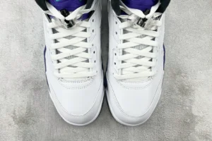 Nike Air Jordan 5 Retro Concord white purple black leather sneakers with lace lock system