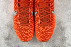 Nike Kobe 8 System 555035-800 bright orange colorway mesh and synthetic sneakers with silver swoosh