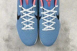 Nike Kobe 6 Protro Blue Lagoon white black synthetic mesh sneakers with snakeskin texture