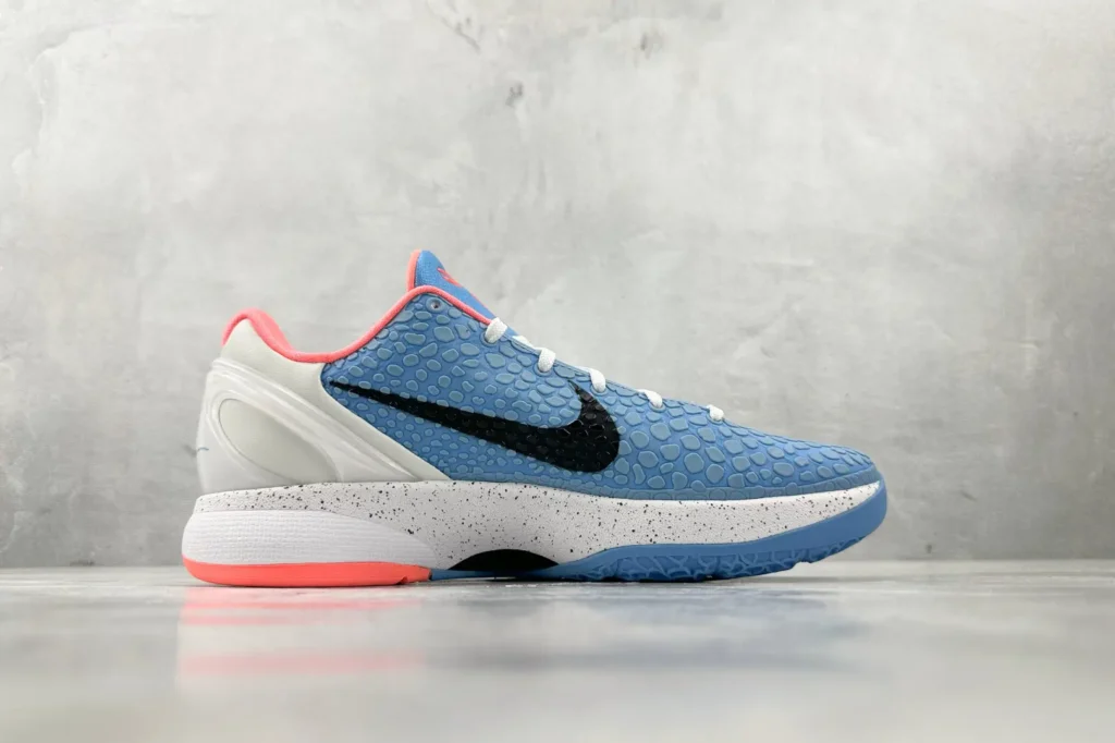 Nike Kobe 6 Protro Blue Chill black swoosh white speckled midsole synthetic sneakers