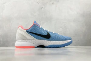 Nike Kobe 6 Protro Blue Chill black swoosh white speckled midsole synthetic sneakers