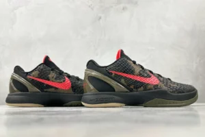 Nike Kobe 6 Protro black dark olive red snakeskin textured leather basketball sneakers