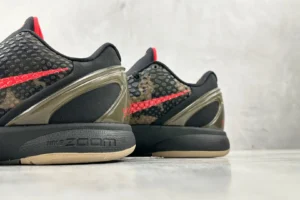 Nike Zoom Kobe 8 black red camo synthetic sneakers with textured upper and translucent heel counter