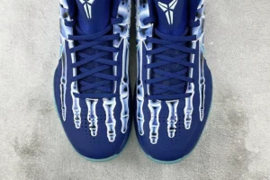 Nike Kobe 6 Protro Graveyard Shift blue skeleton print leather sneakers with icy sole