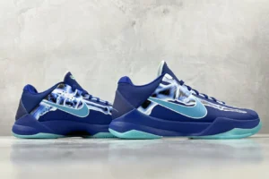 Nike Kobe 5 Protro X Ray blue white synthetic leather basketball sneakers with teal sole