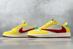 Nike Air Jordan 1 Low GS yellow red blue leather sneakers with white midsole and gum outsole